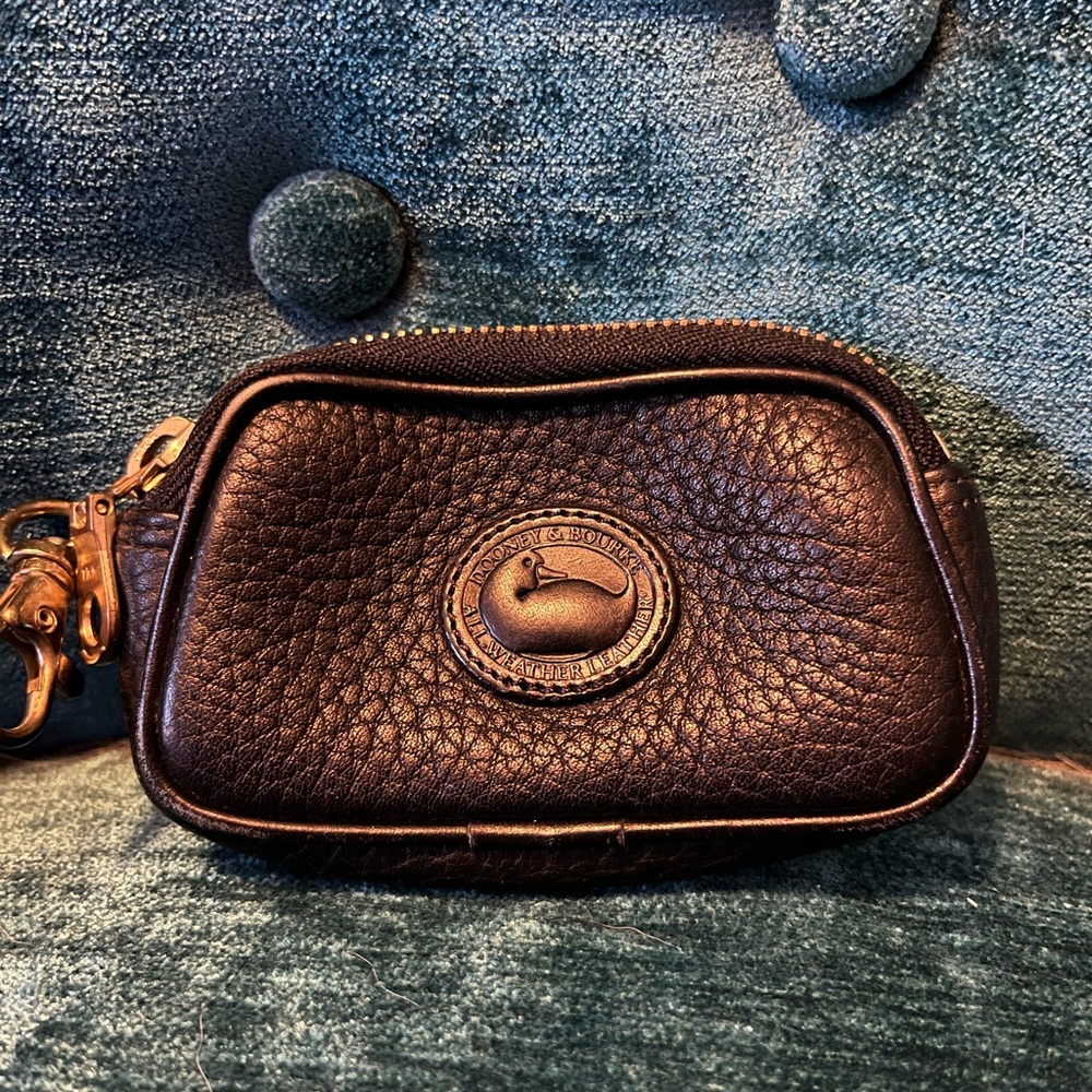 Vintage Dooney &  Burke Black Leather Keychain Coin Purse